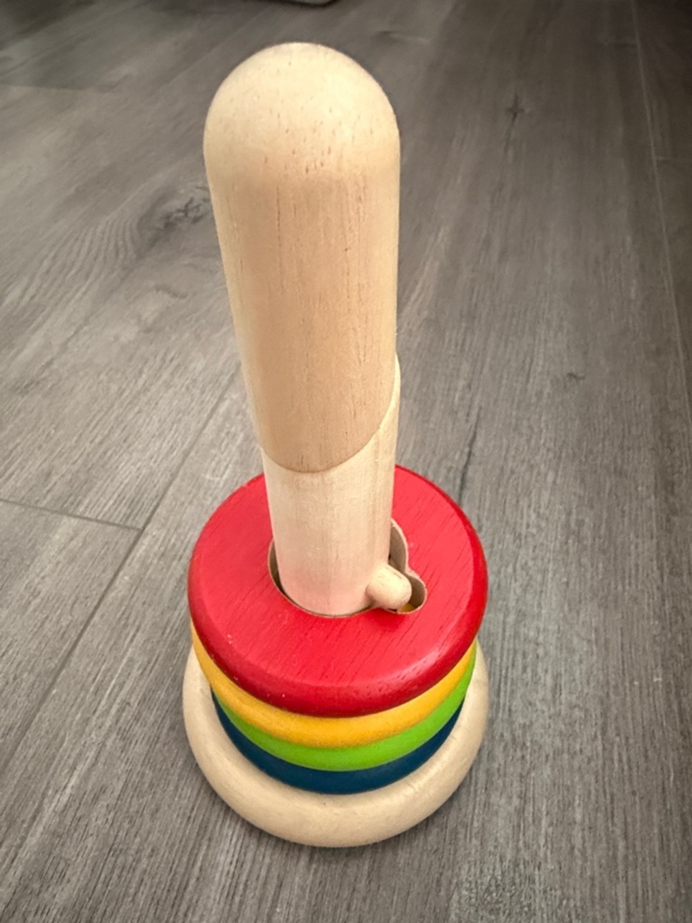 Wooden Stacking Ring Toy - Natural & Rainbow Colors